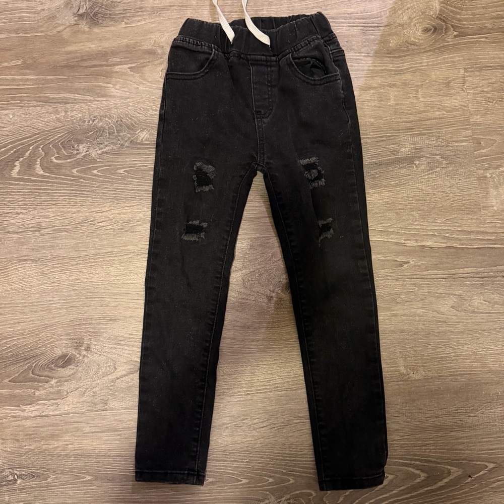 Kids Black Distressed Jeans